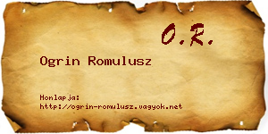 Ogrin Romulusz névjegykártya